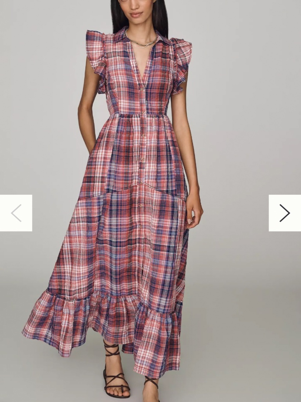 Pilcro Button-Front Ruffle Maxi Dress